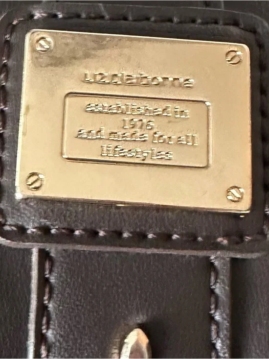 Liz Claiborne Brown Patterned Shoulder Satchel with Dark Trim - Picture 7 of 10